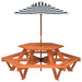 Hexagon Picnic Table for 6 Kids with Striped Umbrella in Solid Wood Fir - Little and Giant Explorers vidaXL