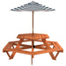 Hexagon Picnic Table for 6 Kids with Striped Umbrella in Solid Wood Fir - Little and Giant Explorers vidaXL