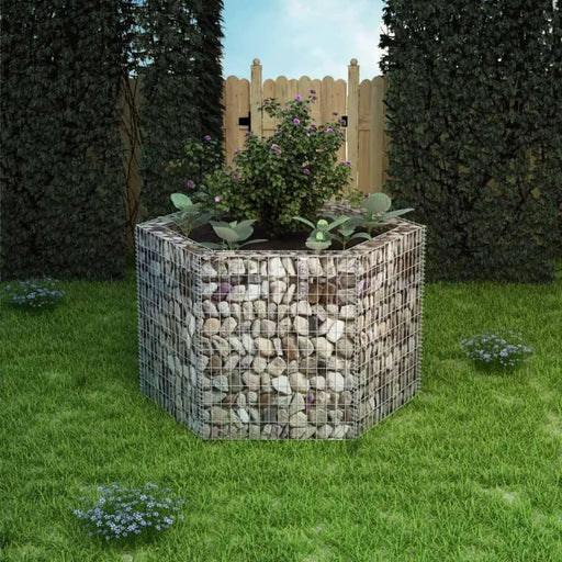 Hexagonal Gabion Raised Bed (160 x 140 x 100cm) - Little and Giant Explorers vidaXL