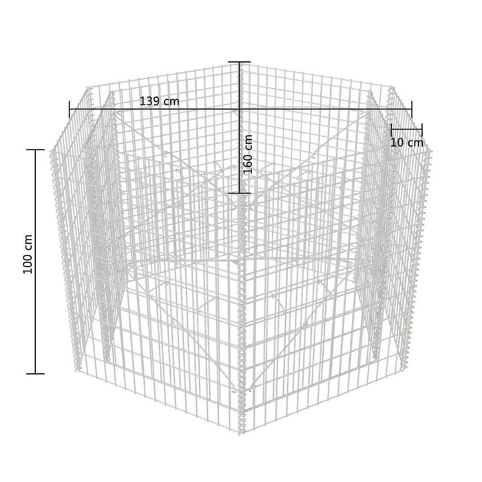 Hexagonal Gabion Raised Bed (160 x 140 x 100cm) - Little and Giant Explorers vidaXL