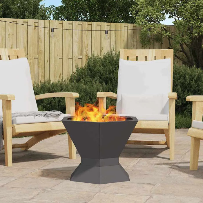 Hexagonal Outdoor Fire Pit – Matte Black Steel | Weather-Resistant Design 50cm Garden Heater VIDAXL - Little and Giant Explorers vidaXL