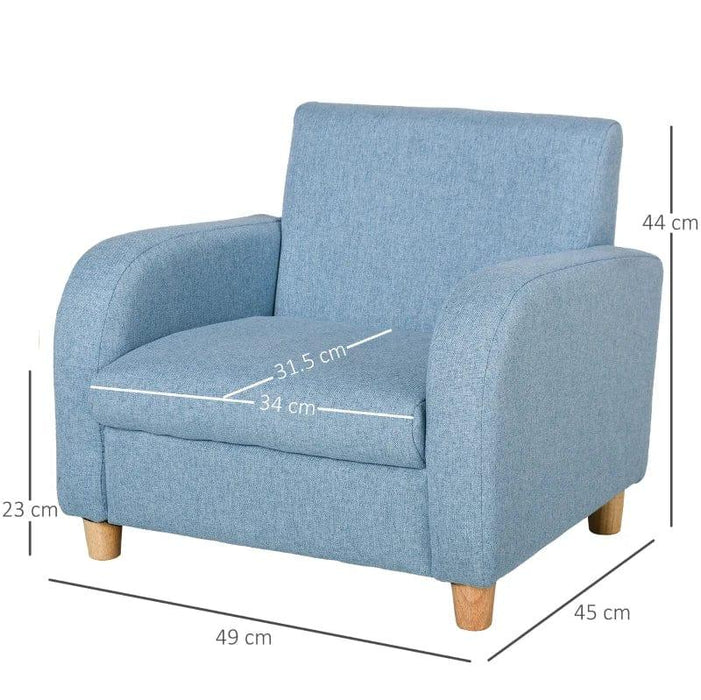 High Back Toddler Armchair in Blue - Little and Giant Explorers HOMCOM