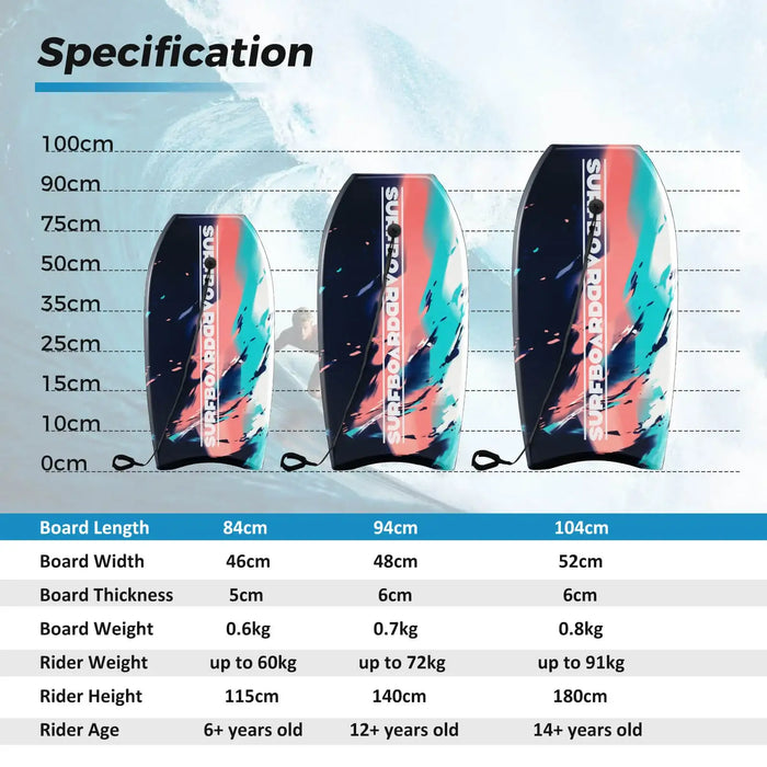 Lightweight Body Board with Wrist Leash | Small 84cm - Little and Giant Explorers Costway