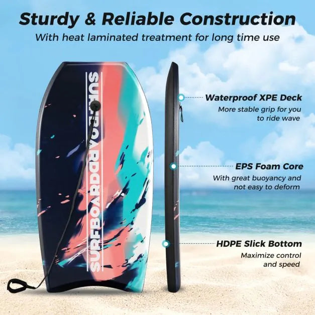 Lightweight Body Board with Wrist Leash | Small 84cm - Little and Giant Explorers Costway