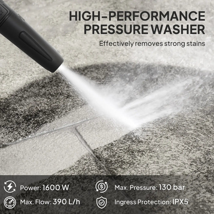 Portable Pressure Washer | 1600W Motor with 130 Bar Maximum Pressure - Little and Giant Explorers Outsunny