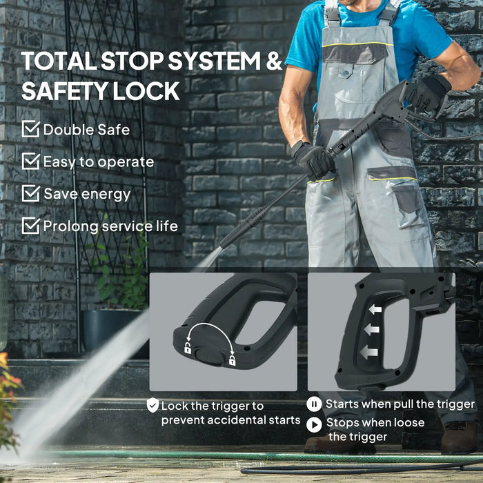 High Pressure Washer – 1800W Motor | 150-Bar Power - Adjustable Spray Angle OUTSUNNY - Little and Giant Explorers Outsunny