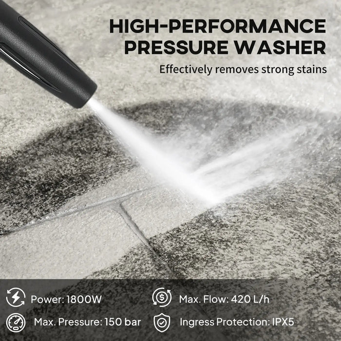 High Pressure Washer – 1800W Motor | 150-Bar Power - Adjustable Spray Angle OUTSUNNY - Little and Giant Explorers Outsunny