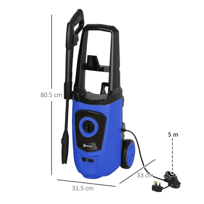 High Pressure Washer – Blue | 1800W Electric Jet Washer - 6m Hose and Snow Foam Bottle DURHAND - Little and Giant Explorers DURHAND