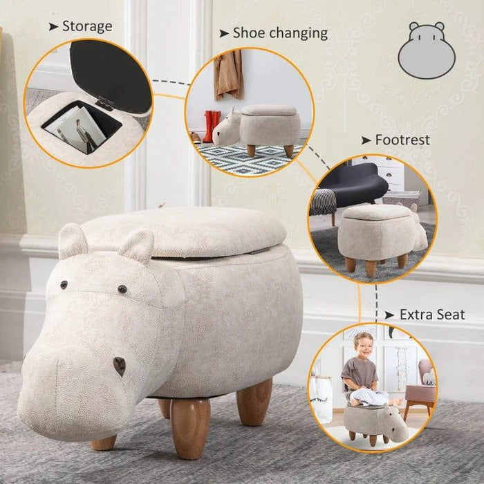 Hippo Storage Ottoman - Little and Giant Explorers HOMCOM