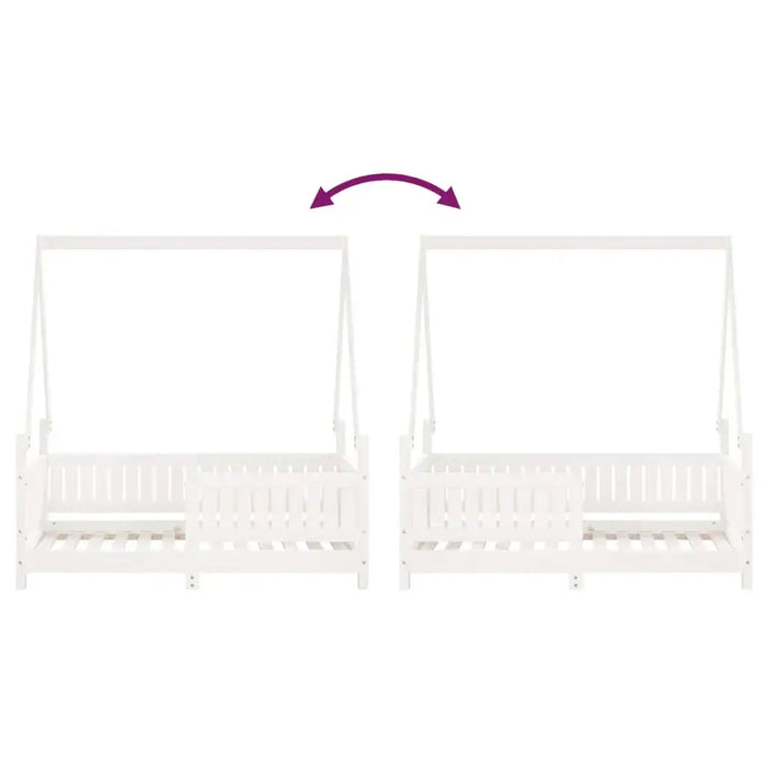 Kids House-Style Bed Frame in White and Solid Wood Pine (70 x 140cm) - Little and Giant Explorers vidaXL