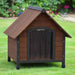 House with Plastic Flaps in Rustique Brown (102 x 82 x 87cm) - Little and Giant Explorers @Pet