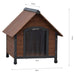 House with Plastic Flaps in Rustique Brown (102 x 82 x 87cm) - Little and Giant Explorers @Pet