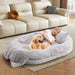 Human Dog Bed with Soft Blanket and Plump Pillow in Grey - Little and Giant Explorers Costway