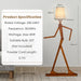 Humanoid floor lamp with wooden adjustable joints and fabric shade, 160cm tall by 77cm wide