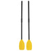 Pair of yellow and black plastic boat oars for inflatable boat on white background
