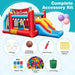 Colorful inflatable ice cream bounce house with slide and accessory kit including rings, basketball, pump, stakes, balls, repair kit, carry bag
