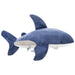 Blue shark plush toy on a white background