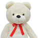 White teddy bear with a red bow on a white background