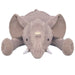 Plush elephant toy on a white background