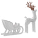 White wireframe Christmas reindeer with brown antlers and sleigh decoration