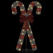 Decorative lighted holiday candy canes with red stripes and a large red bow