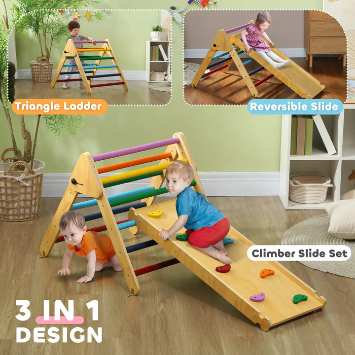Indoor Climbing Frame for Toddlers | Adjustable Pikler Triangle Set - Little and Giant Explorers AIYAPLAY