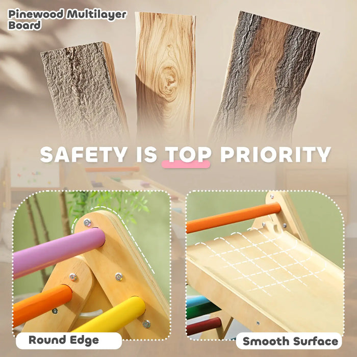 Indoor Climbing Frame for Toddlers | Adjustable Pikler Triangle Set - Little and Giant Explorers AIYAPLAY