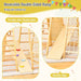 Reversible double-sided ramp with slide and climbing rock features on a yellow background.