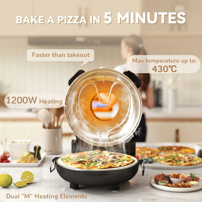 Indoor Pizza Oven | Black Steel and Stainless Steel - Little and Giant Explorers HOMCOM