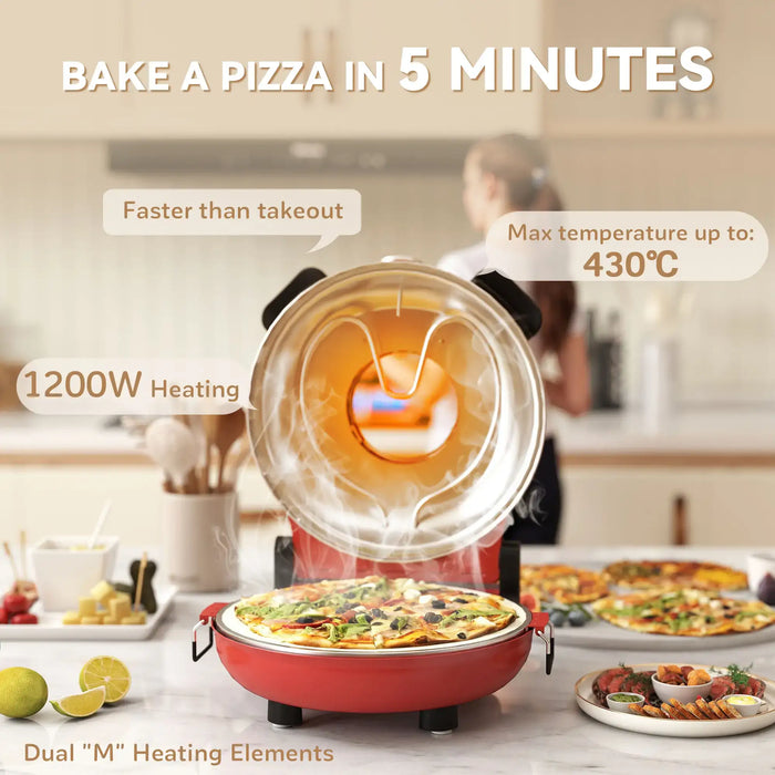 Indoor Pizza Oven | Red with Dual Heating Elements - Little and Giant Explorers HOMCOM