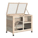 Indoor Rabbit Hutch – Natural | Two-Tier Wooden Cage with Transparent Front PAWHUT - Little and Giant Explorers PawHut