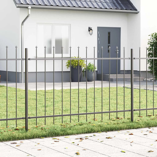 Modern Grey Steel Garden Fencing | Heavy-Duty Construction for Outdoor Security - Little and Giant Explorers vidaXL