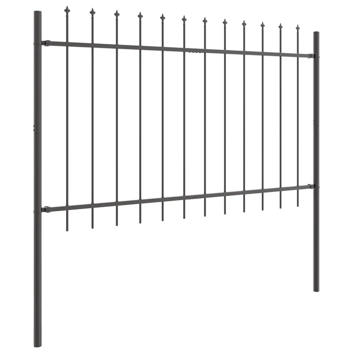 Modern Grey Steel Garden Fencing | Heavy-Duty Construction for Outdoor Security - Little and Giant Explorers vidaXL