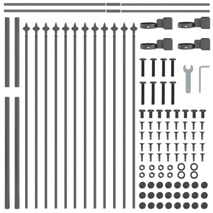 Modern Grey Steel Garden Fencing | Heavy-Duty Construction for Outdoor Security - Little and Giant Explorers vidaXL
