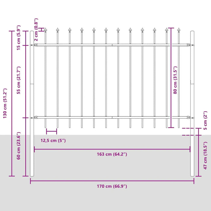 Modern Grey Steel Garden Fencing | Heavy-Duty Construction for Outdoor Security - Little and Giant Explorers vidaXL