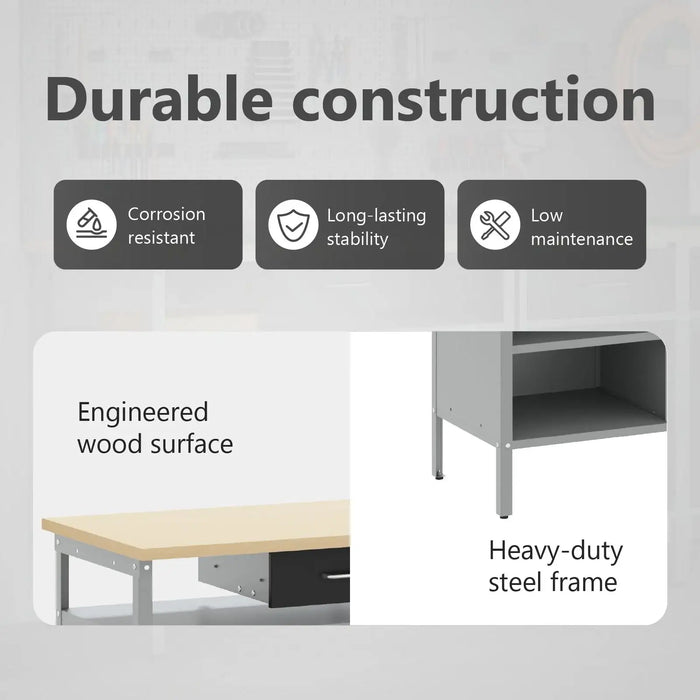 Steel Workbench | Premium Security Workshop Solution - Little and Giant Explorers vidaXL