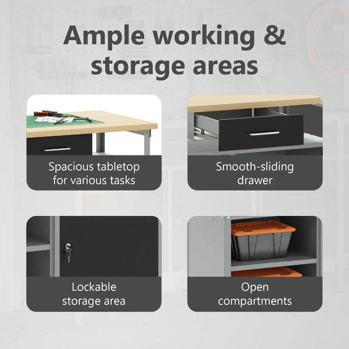 Steel Workbench | Premium Security Workshop Solution - Little and Giant Explorers vidaXL