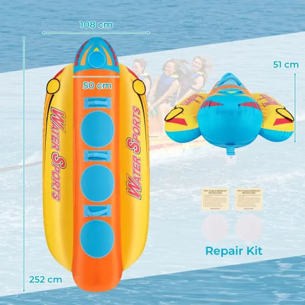 Inflatable Banana Boat - Towable Tube for Boating - Little and Giant Explorers Costway