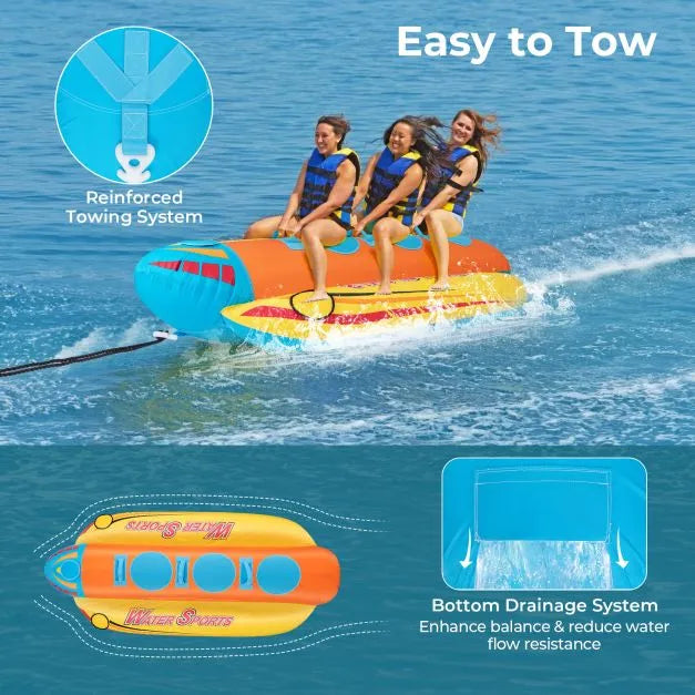 Inflatable Banana Boat - Towable Tube for Boating - Little and Giant Explorers Costway