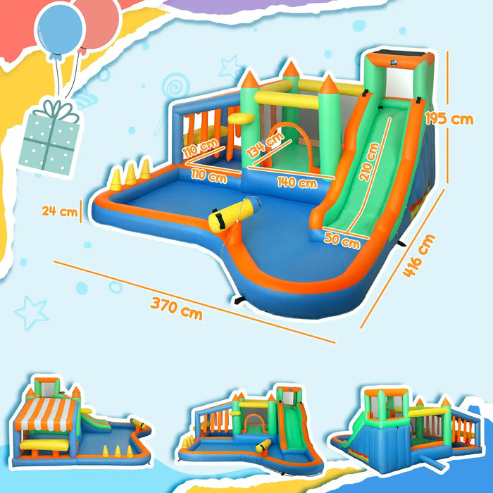 8-in-1 Inflatable Bounce House with 2 Pools, Water Gun and Blower - Little and Giant Explorers AIYAPLAY