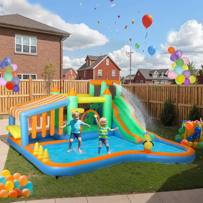 8-in-1 Inflatable Bounce House with 2 Pools, Water Gun and Blower - Little and Giant Explorers AIYAPLAY