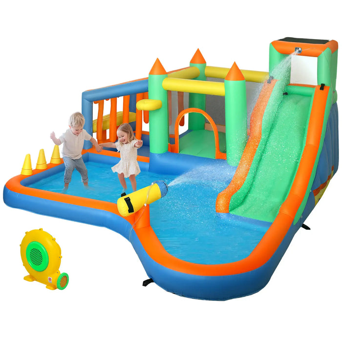 8-in-1 Inflatable Bounce House with 2 Pools, Water Gun and Blower - Little and Giant Explorers AIYAPLAY