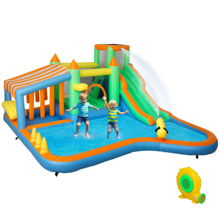 8-in-1 Inflatable Bounce House with 2 Pools, Water Gun and Blower - Little and Giant Explorers AIYAPLAY
