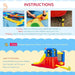 Inflatable castle bounce house with slide, climbing wall, pool, and inflator setup instructions