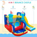 Colorful inflatable castle with slide, trampoline, climbing wall, and pool by Outsunny