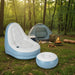 Inflatable Chair and Footstool Set – White and Blue | Portable Blow-Up Sofa with Cup Holder OUTSUNNY - Little and Giant Explorers Outsunny