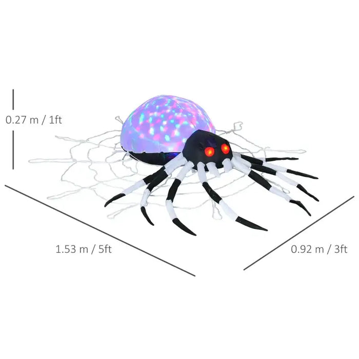 Inflatable Halloween Hanging Spider – LED Lights | Cobweb Design - Weather-Resistant Polyester HOMCOM - Little and Giant Explorers HOMCOM