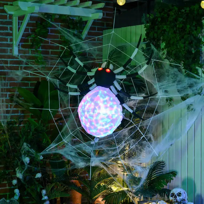 Inflatable Halloween Hanging Spider – LED Lights | Cobweb Design - Weather-Resistant Polyester HOMCOM - Little and Giant Explorers HOMCOM