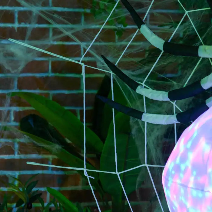 Inflatable Halloween Hanging Spider – LED Lights | Cobweb Design - Weather-Resistant Polyester HOMCOM - Little and Giant Explorers HOMCOM