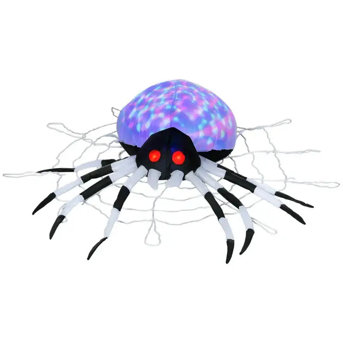 Inflatable Halloween Hanging Spider – LED Lights | Cobweb Design - Weather-Resistant Polyester HOMCOM - Little and Giant Explorers HOMCOM